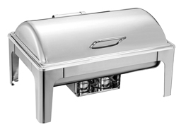 Oblong spring hinged chafing dish with single food
